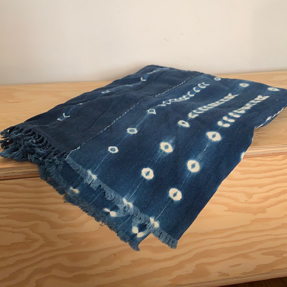 Indigo mud cloth blanket